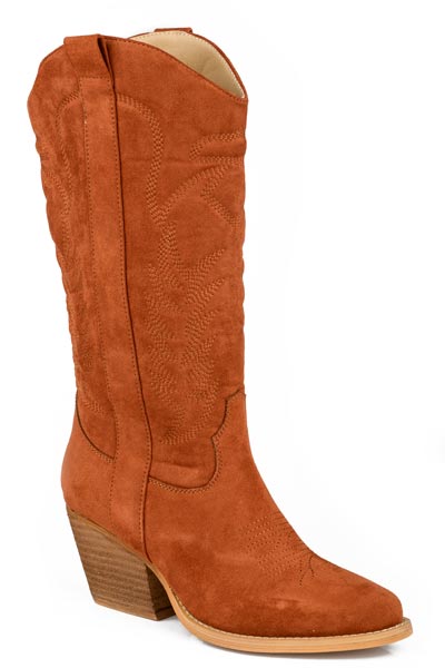 Roper Womens Roper Cognac Faux Suede Upper Tillie Boots