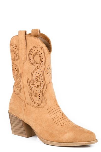 Roper Womens Tan Faux Suede Fashion Ankle Boot