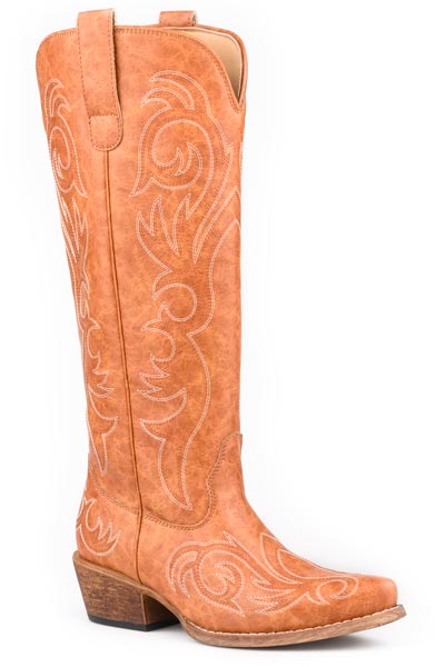 Roper Womens Roper Tan With All Over Western Stitch Ryder Boots