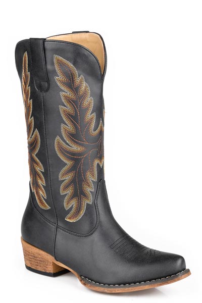 Roper Womens Roper Black Smooth Faux Leather Sundown Boots