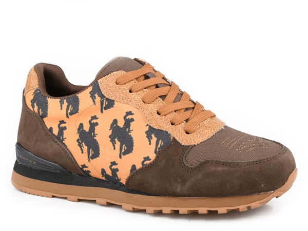 Roper Womens Brown Cow Suede And Tan Canvas