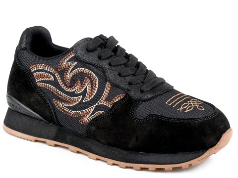 Roper Womens Black Cow Suede And Western Stitch