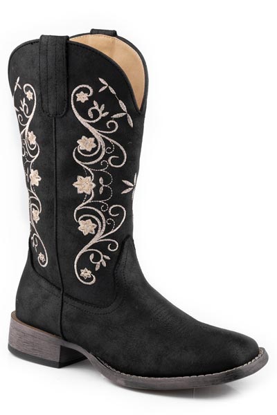 Roper Womens Black Faux Leather Square Toe
