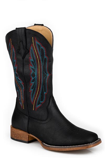 Roper Womens Black Faux Leather Square Toe