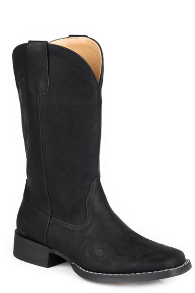 Roper Womens Roper Black Faux Leather Riley Square Boots