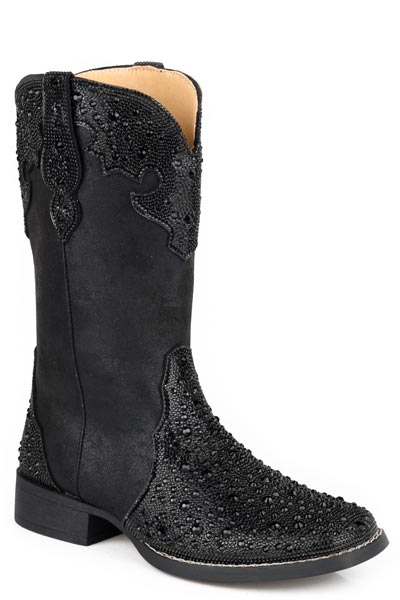 Roper Womens Roper Black Faux Leather Starlit Boots