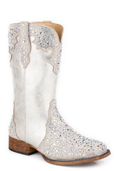 Roper Womens Roper Silver Faux Leather Starlit Boots