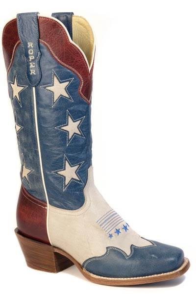 Roper Womens Roper Vintage Cream Vamp W/ Blue Wingtip 250 Usa - Cutter Boots