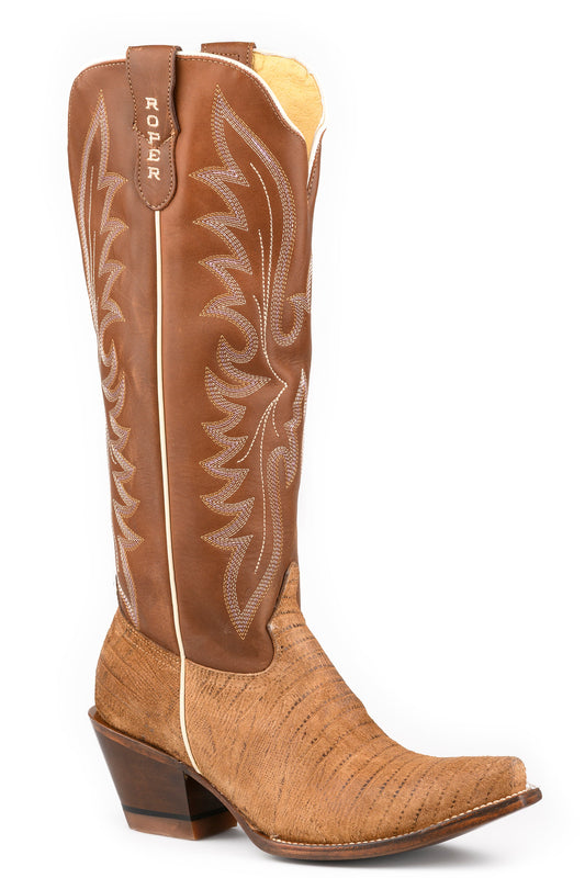 Roper Womens Roper Burnish Brown Leather Layla Boots