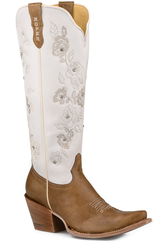Roper Womens Roper White Leather Chloe Boots