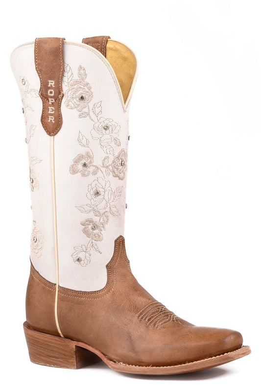 Roper Womens Roper White Leather Chloe Boots