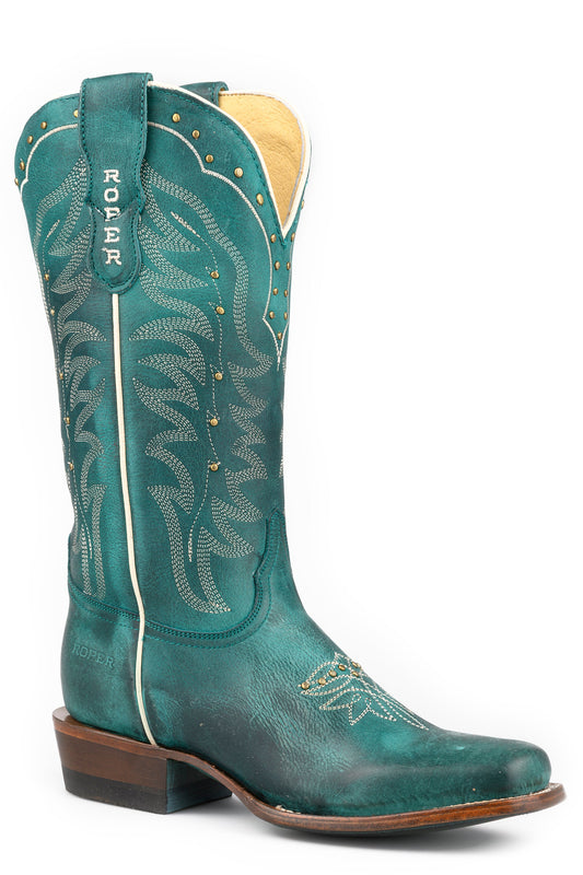 Roper Womens Roper Embroidery And Studs Turquoise Skye Boots