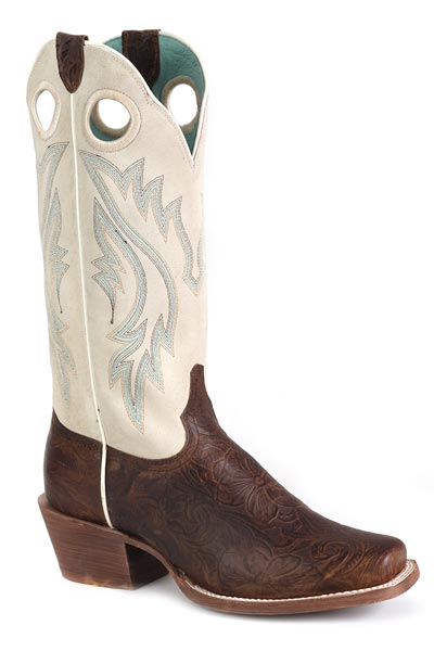 Roper Womens Embossed Brown Handtool Vamp